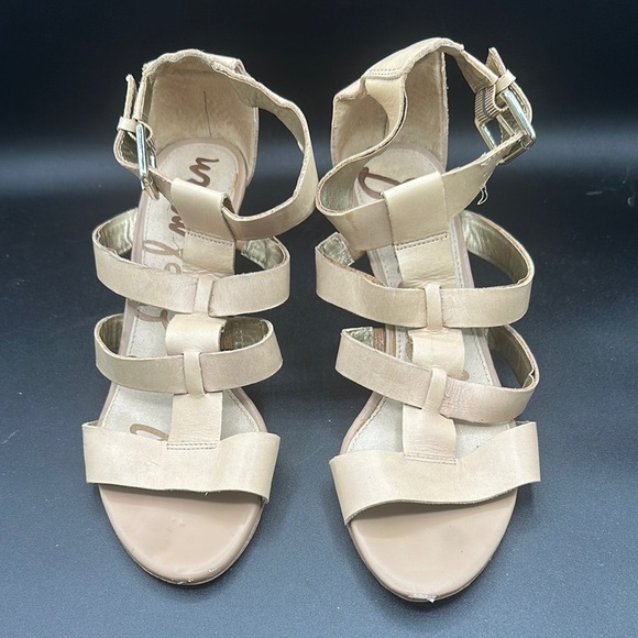 Women's Tan Strappy Sam Edelman Sabrina wedge Sandals size 7.5 - Picture 1 of 7